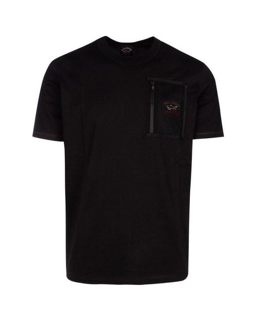 Paul & Shark Black Zipped Pocket Crewneck T-shirt for men