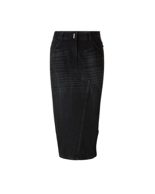 Givenchy Black Asymmetrical Midi Skirt