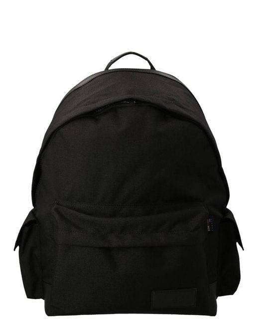 Juun.J Black Logo Detailed Zipped Backpack for men
