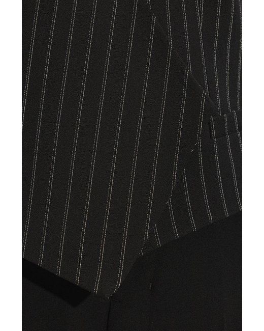 AMI Black Paris Pinstriped V-neck Crepe Gilet for men