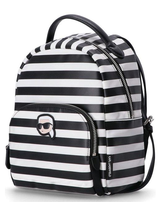 Karl Lagerfeld Blue Small Ikon Striped Backpack