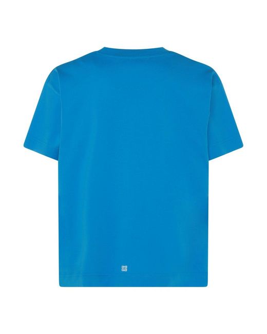 Givenchy Blue Graphic Printed Crewneck T-shirt for men