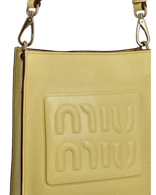 Miu Miu Metallic Logo Embossed Shoulder Bag