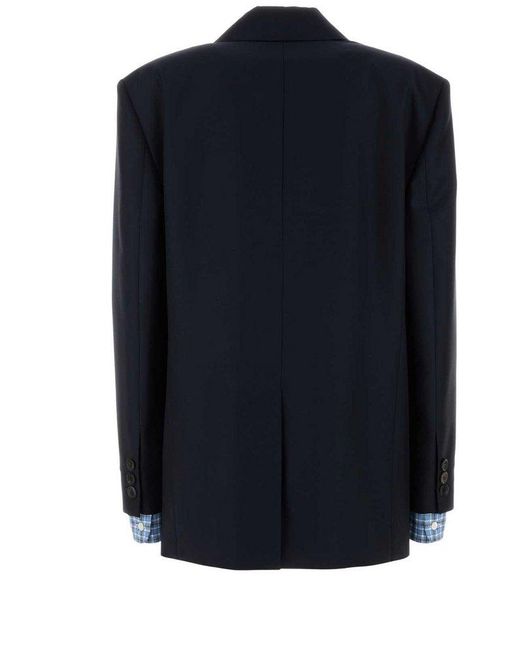 Miu Miu Blue Single-Breasted Tailored Blazer