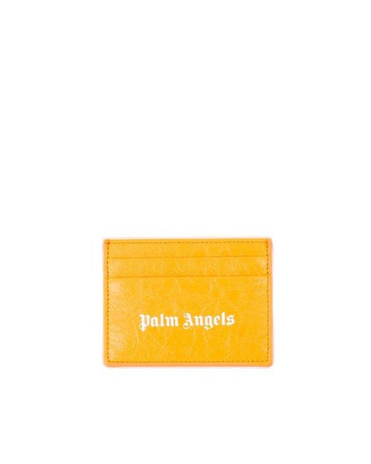 Palm Angels Yellow Logo Printed Card Holder for men