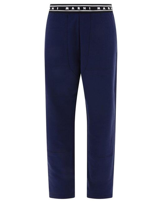 Marni Blue Sport Trousers With Logo for men