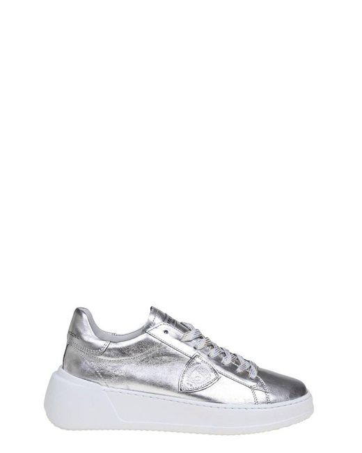 Philippe Model White Round-toe Lace-up Sneakers