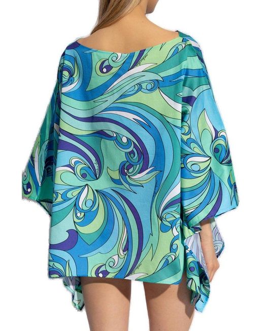 Moschino Blue Graphic Print Drapped Beach Cover
