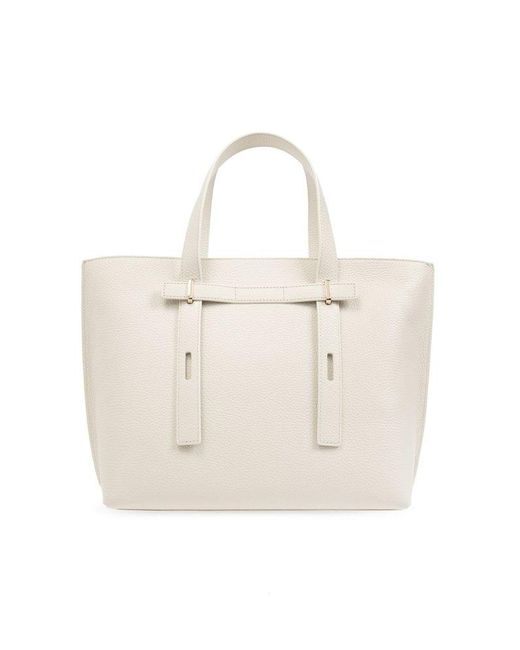 Furla White Giove Medium Shopper Bag
