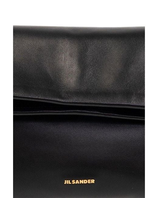 Jil Sander Black Logo Plaque Clutch Bag