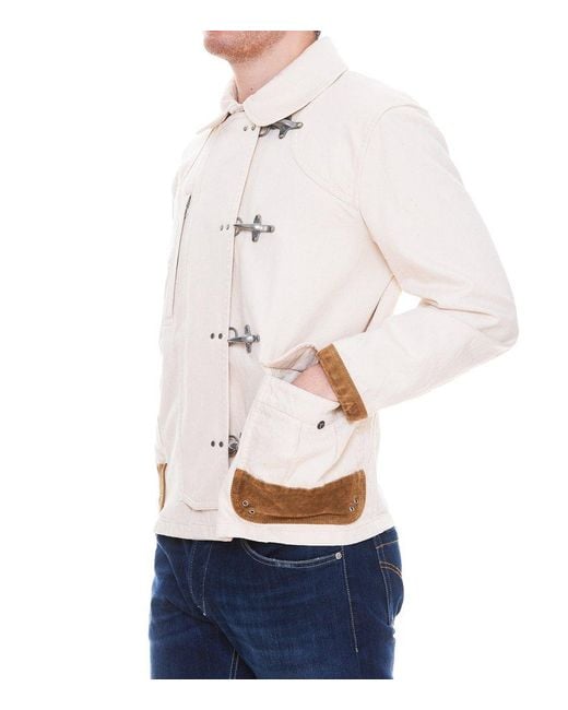 Fay White Ganci Button-up Long Sleeved Jacket for men