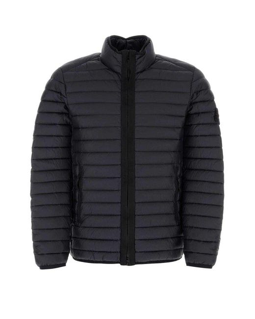 Stone Island Black Washed Zip Up Puffer for men