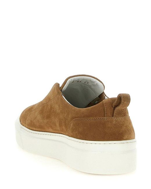 Kiton Brown Slip-On Sneakers for men