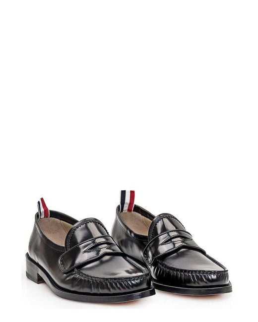 Thom Browne Black Ruched-detail Slip-on Loafers for men