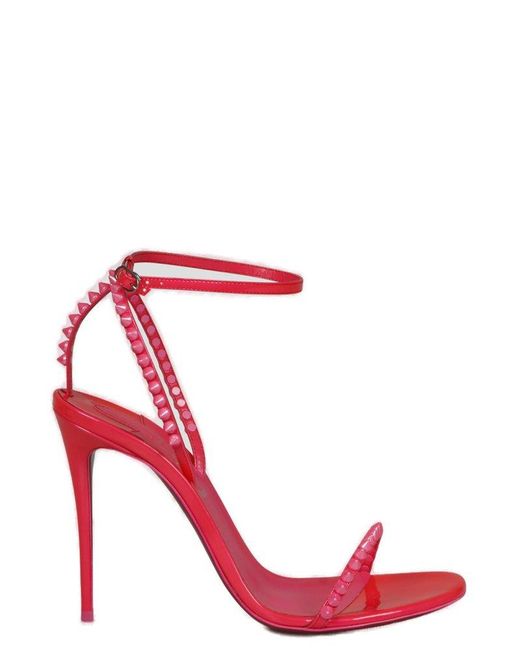 Red studded sandals discount