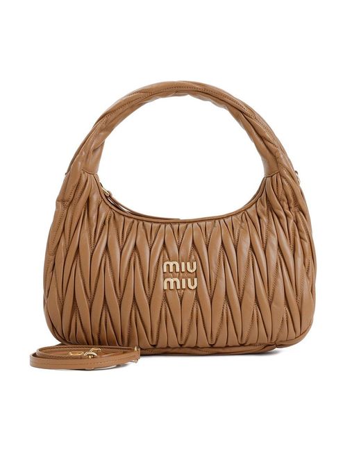 Miu Miu Brown Matelassè Wander Shoulder Bag Unica