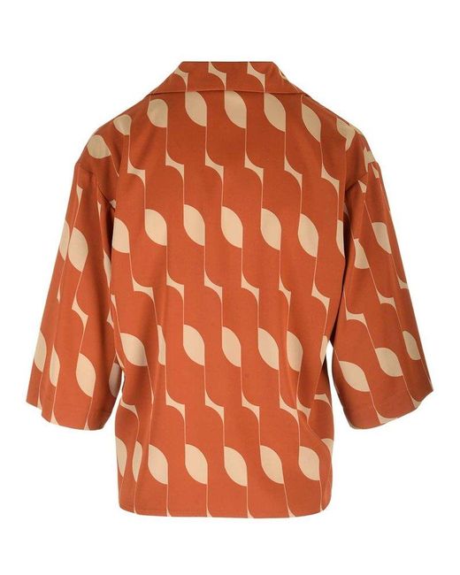 Dries Van Noten Orange Stretch Silk Shirt