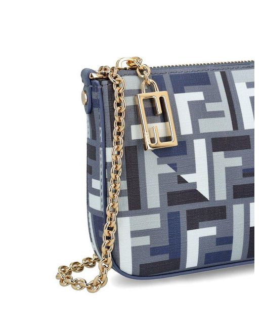 Fendi White Baguette Ff Printed Pouch