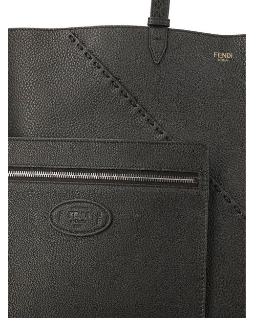 Fendi Black Selleria Diagonal Large Shopper Bag for men