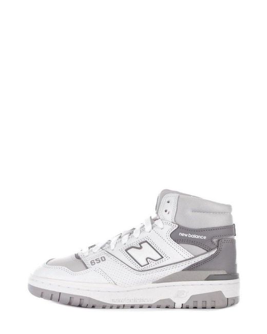 New Balance White 650 High-Top Lace-Up Sneakers