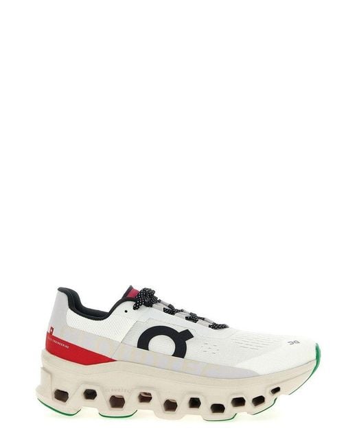 On Shoes White Cloudmonster Lace-Up Sneakers for men