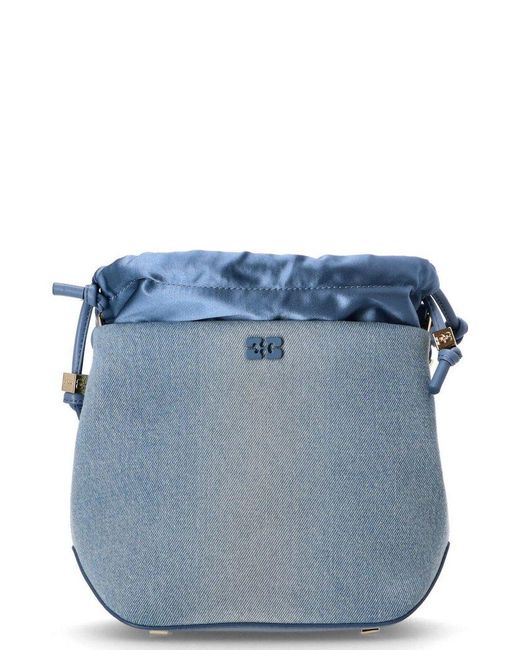 Ganni Blue Top Handle Bucket Handbag