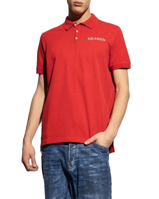 DSquared² Red Printed Polo Shirt, for men