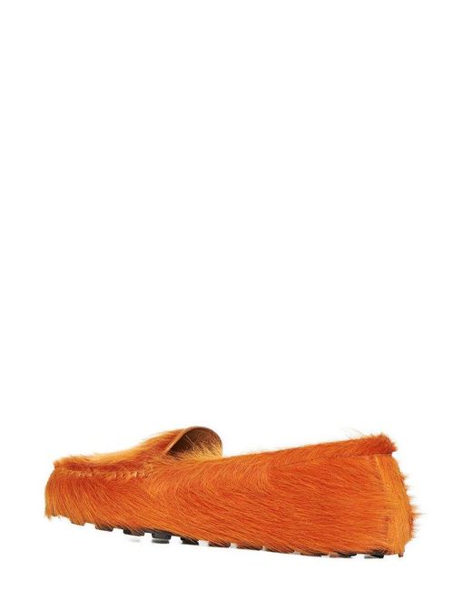 Marni Orange Fluffy Slip-on Flat Shoes for men
