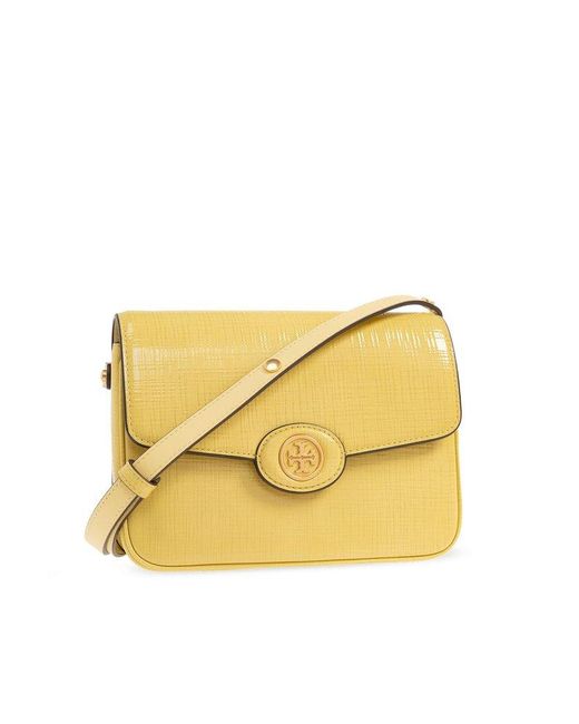Tory Burch Yellow Robinson Crosshatched Convertible Shoulder Bag