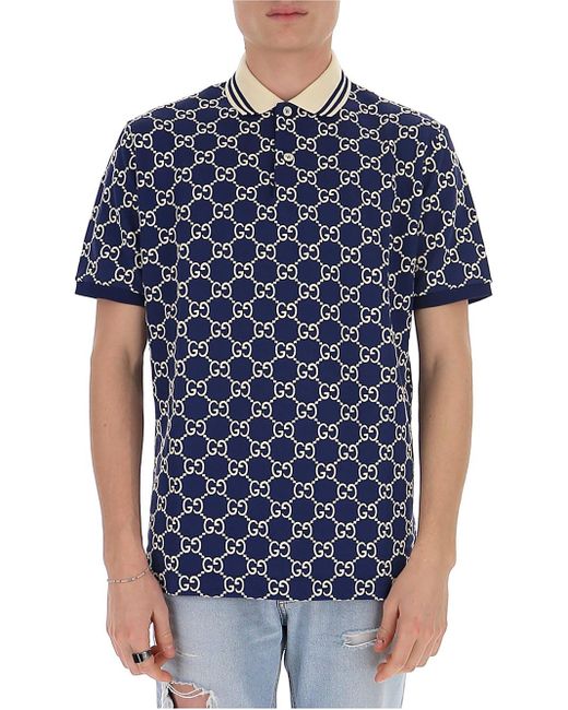 Gucci Cotton GG Supreme Polo Shirt in Blue for Men - Save 10% - Lyst