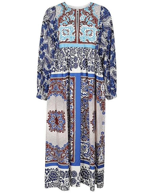Weekend by Maxmara Blue All-over Patterned Crewneck Dress