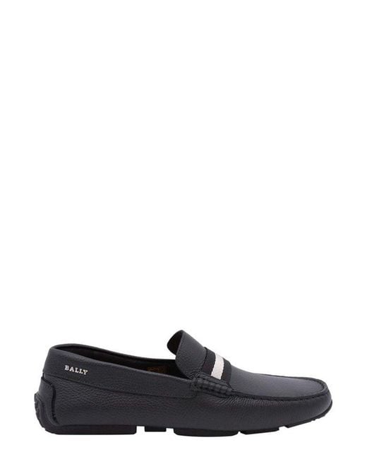 Bally Black Pearce Stripe Detail Slip-on Loafers for men