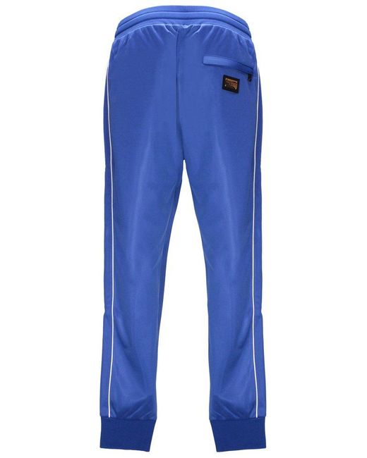 Dolce & Gabbana Blue Logo Plaque Drawstring Track Pants for men