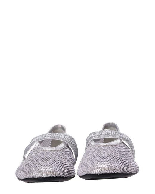 Karl Lagerfeld White Logo Strap Slip-On Flat Shoes