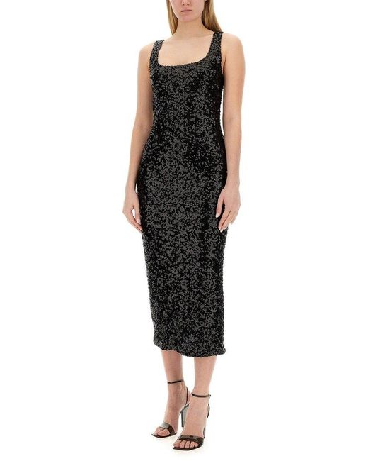 Moschino Black Jeans Sequin Embellished Sleeveless Maxi Dress