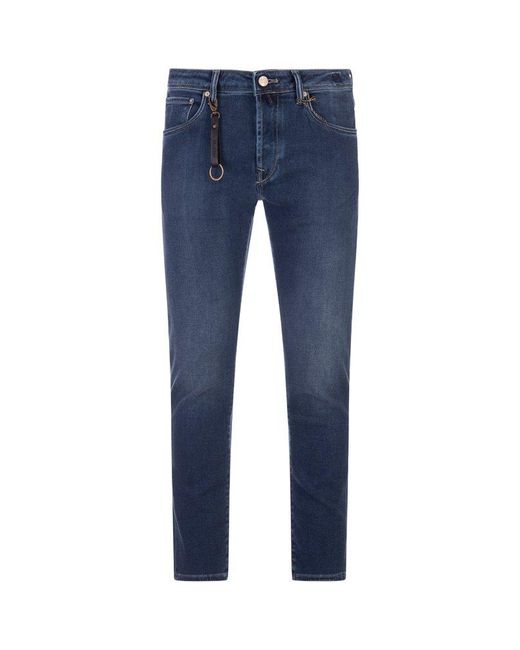 Incotex Blue Logo-patch Straight-leg Slim-cut Jeans for men