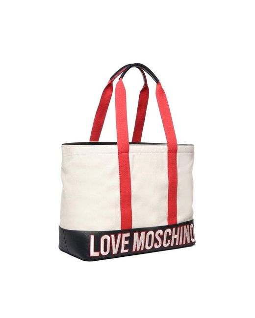 Love Moschino Red Cotton Free Time Shopping Bag