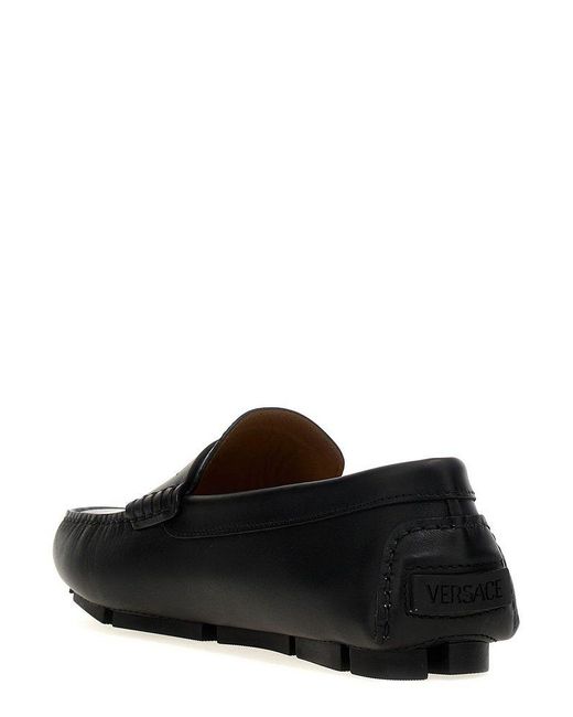 Versace Black Medusa-plaque Slip-on Loafers for men