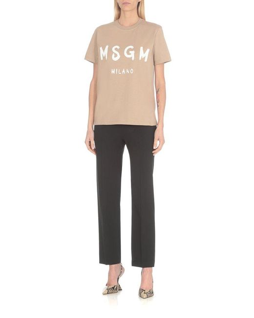 MSGM Natural T-shirts And Polos Beige
