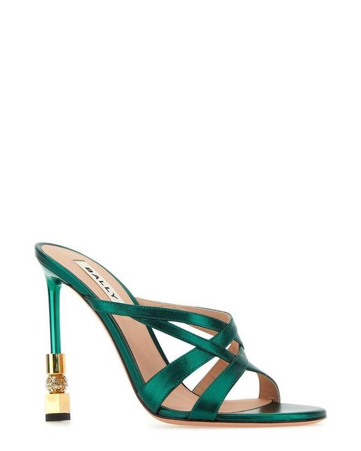 Bally Green Carolyn Crossover Strapped Sandals