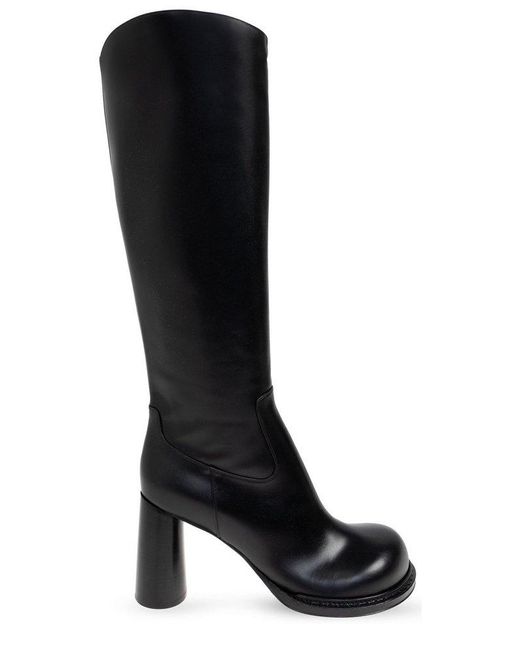 BOTTEGA VENETA 26S TALL BOOTS IN BLACK CALFSKIN WITH ROPE DETAIL