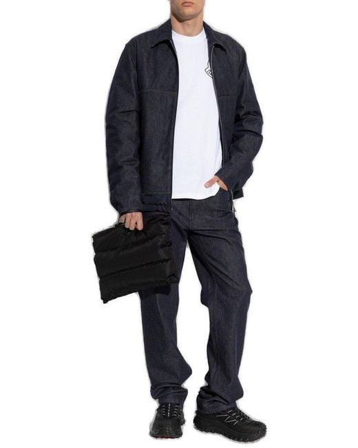 Moncler Blue Zip-Up Denim Jacket for men