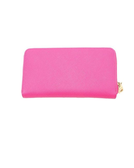 Love Moschino Pink Logo-plaque Zipped Continental Wallet