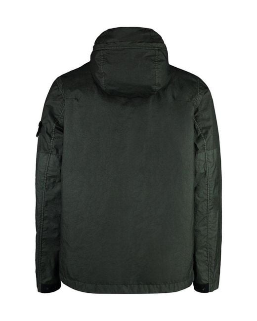 Stone Island Black Hooded Nylon Jacket for men
