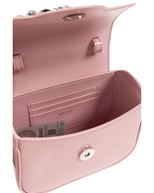 Versace Pink Medusa Head Plaque Mini Tote Bag