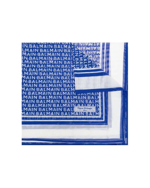Balmain Blue Scarf With Monogram,