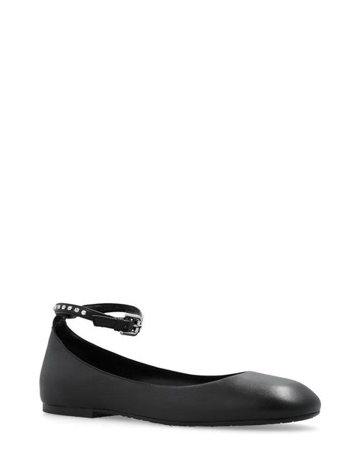 See By Chloé Black Strap-detailed Round-toe Ballet Flats