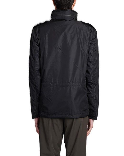 Aspesi Black Minifield Logo Patch Hooded Jacket for men