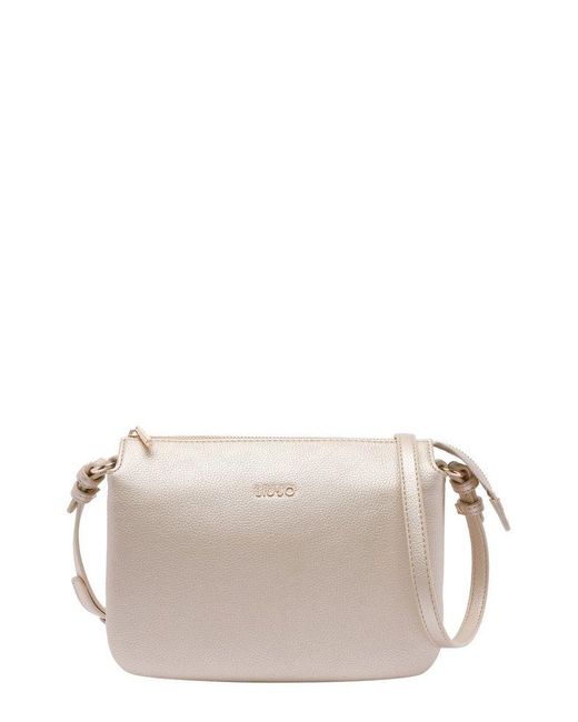 Liu Jo Gray Logo Lettering Zipped Crossbody Bag