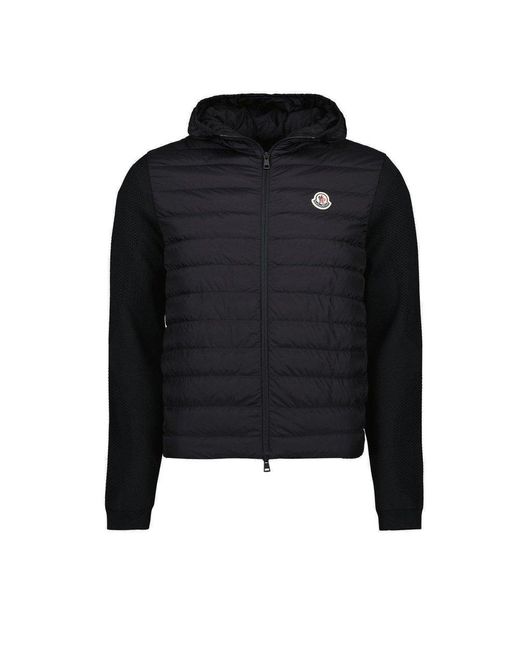Moncler Black Logo Patch Panelled Zip-up Jacket for men